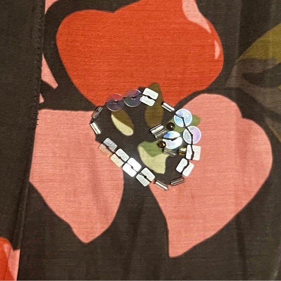 Talbots Skirt Women 2 Petite Brown Pink Floral Pleated Midi A Line Silk Blend - Picture 5 of 8